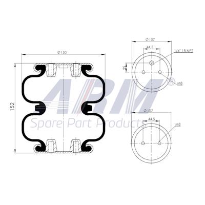 Convoluted Air Spring - 0.60.756